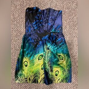 😵‍💫 3/$12 Chic Peacock Print Mini Dress